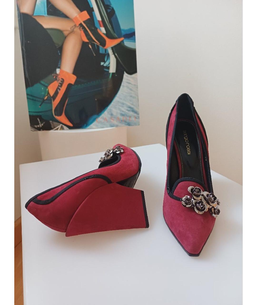 SERGIO ROSSI Бордовые замшевые туфли, фото 4