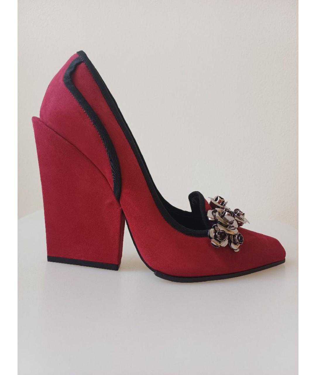SERGIO ROSSI Бордовые замшевые туфли, фото 8
