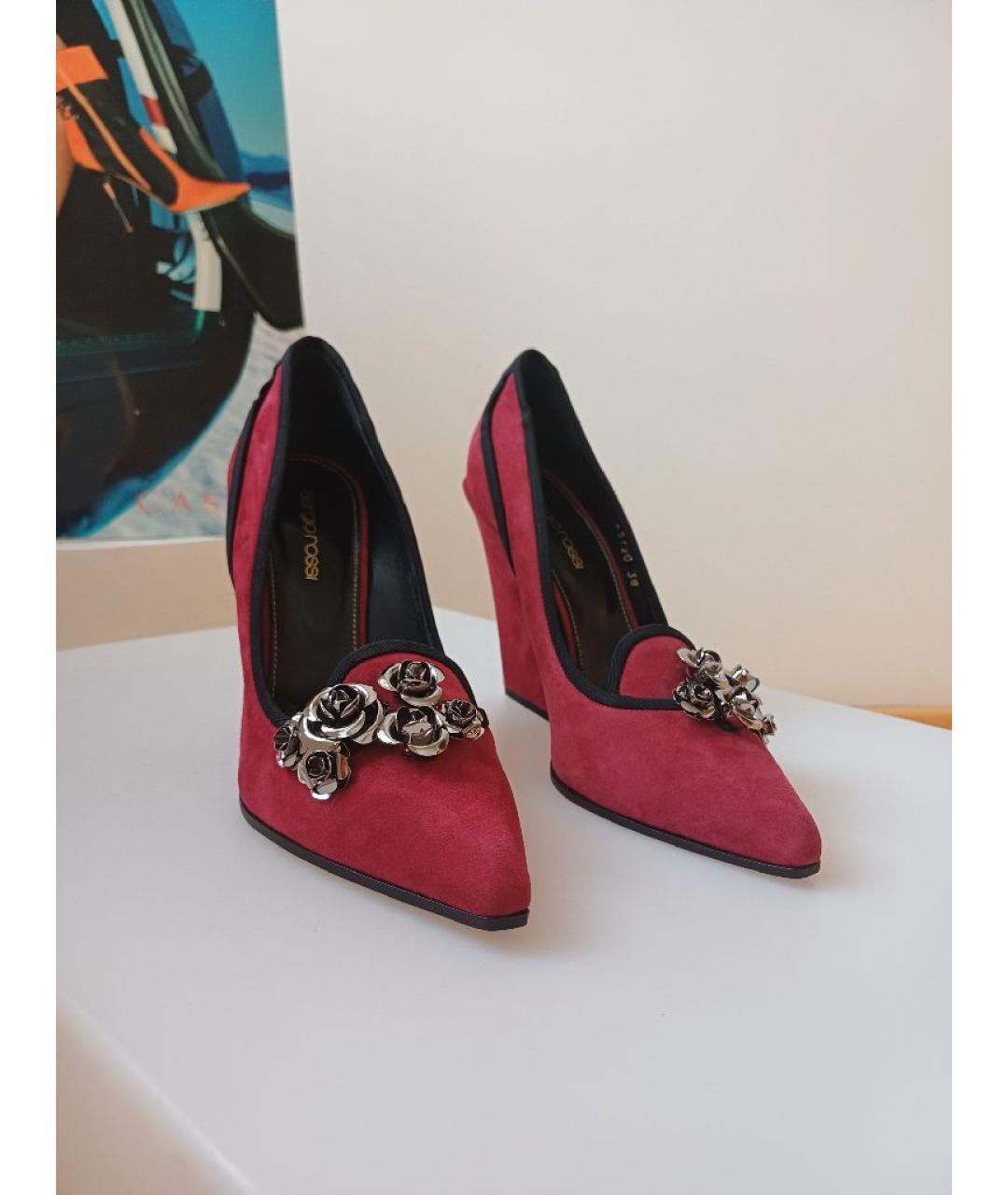 SERGIO ROSSI Бордовые замшевые туфли, фото 5