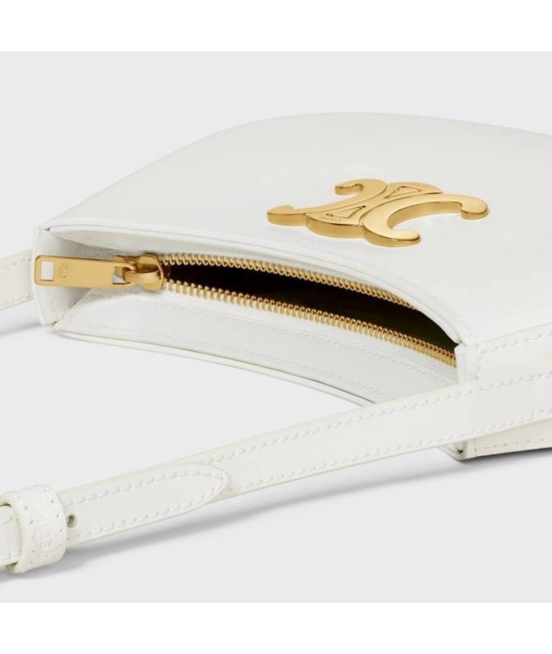 CELINE Белая кожаная сумка через плечо, фото 5