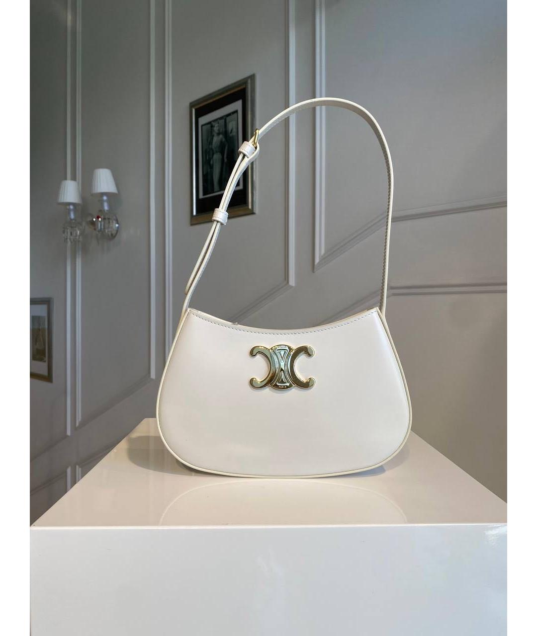 CELINE Белая кожаная сумка через плечо, фото 2