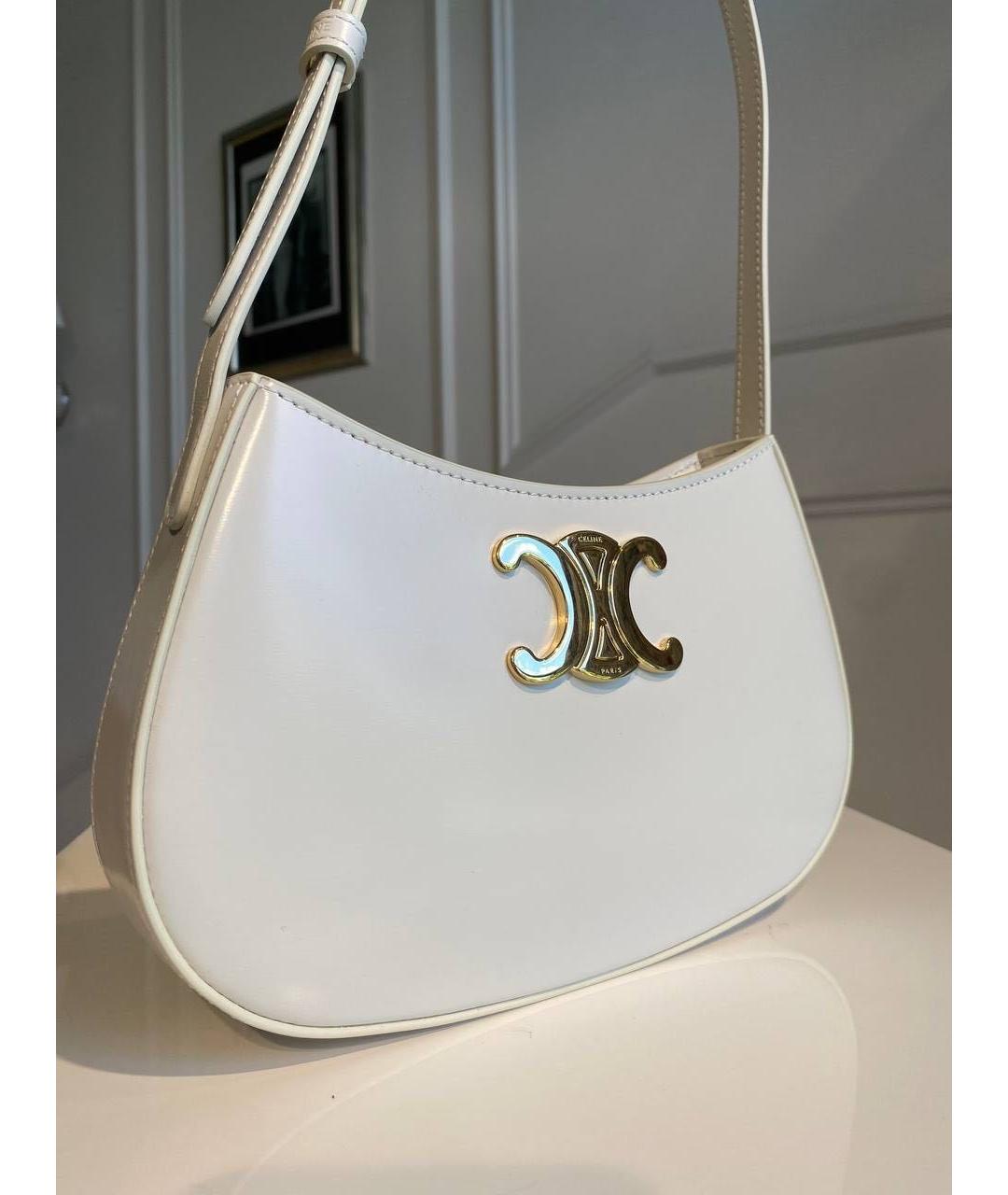 CELINE Белая кожаная сумка через плечо, фото 3