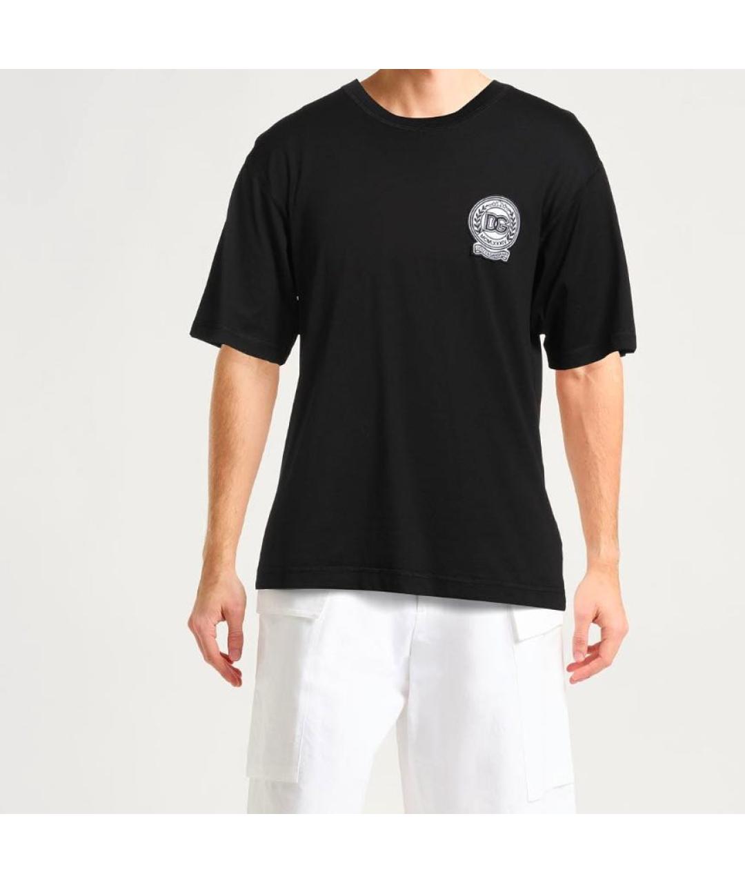 DOLCE&GABBANA Черная хлопковая футболка, фото 3