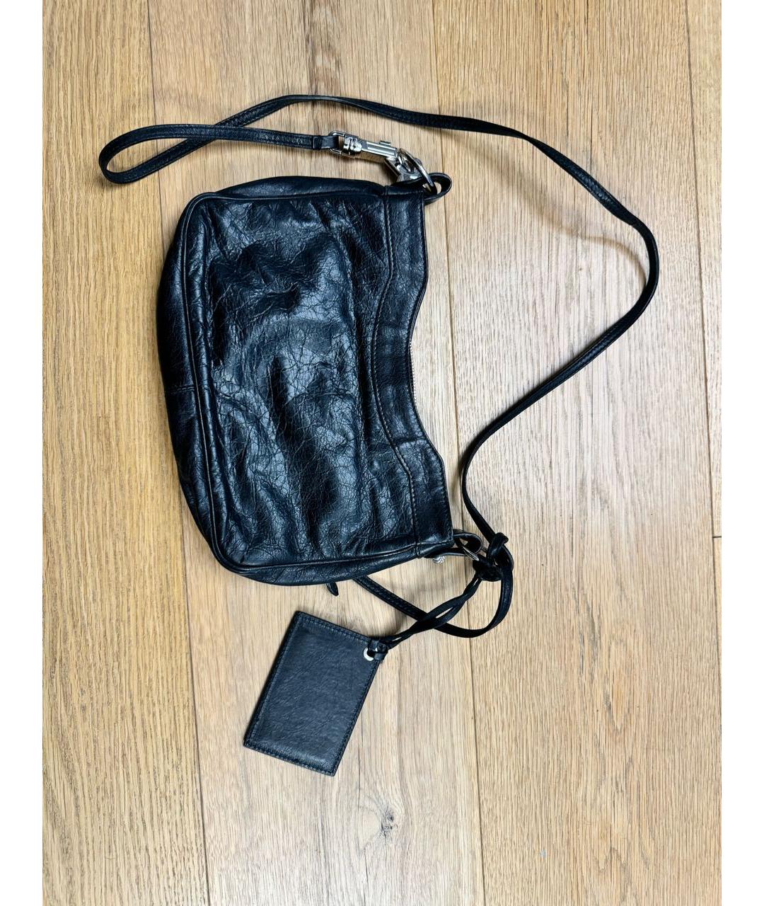 BALENCIAGA Черная кожаная сумка через плечо, фото 3