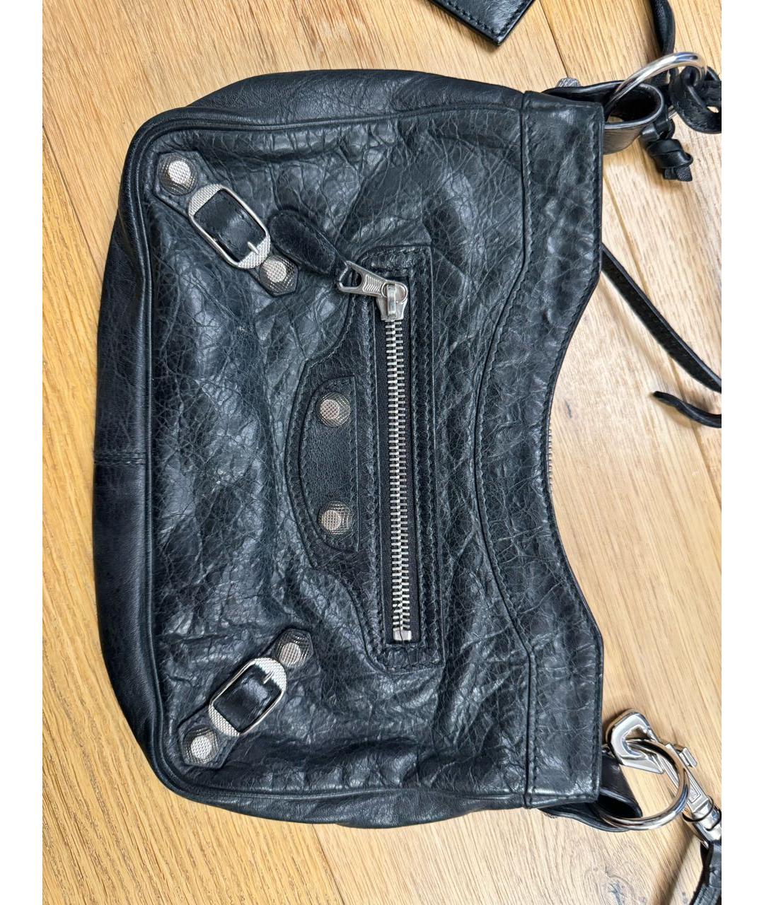 BALENCIAGA Черная кожаная сумка через плечо, фото 2