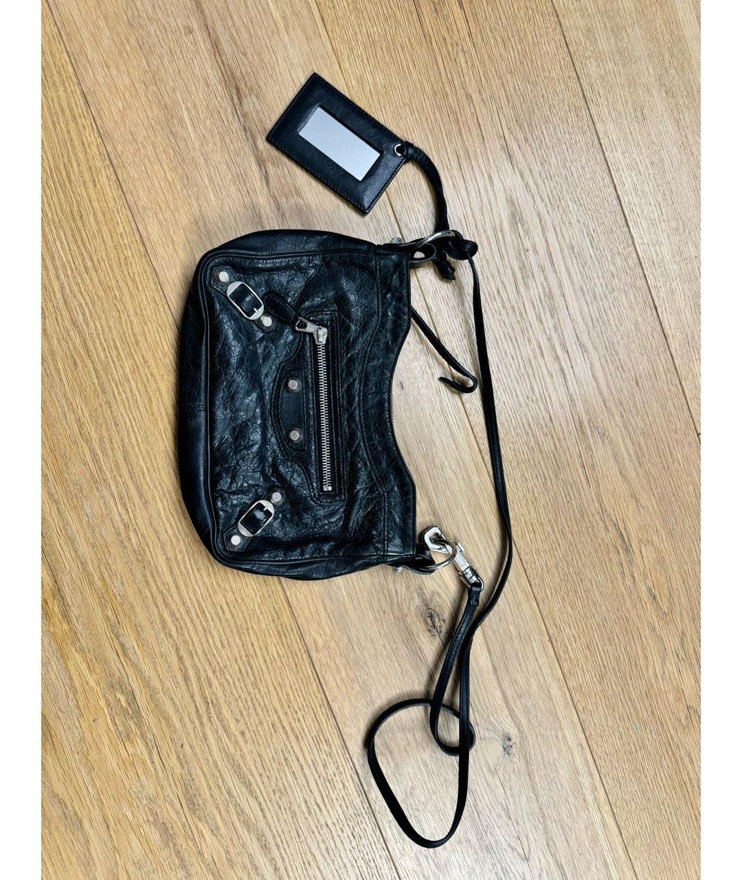 BALENCIAGA Черная кожаная сумка через плечо, фото 6