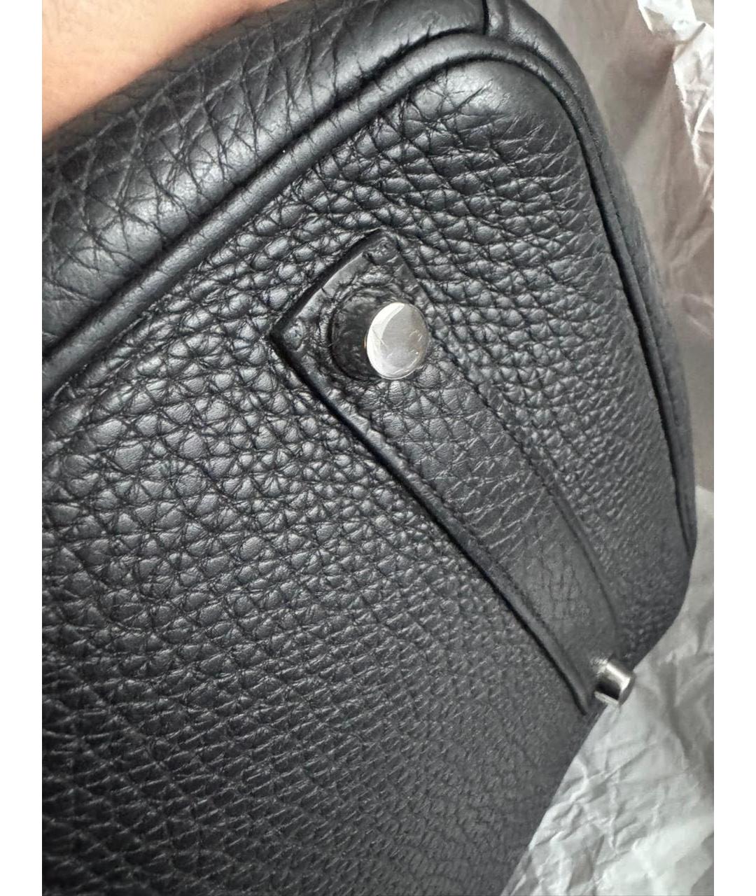 HERMES Черная кожаная сумка с короткими ручками, фото 8