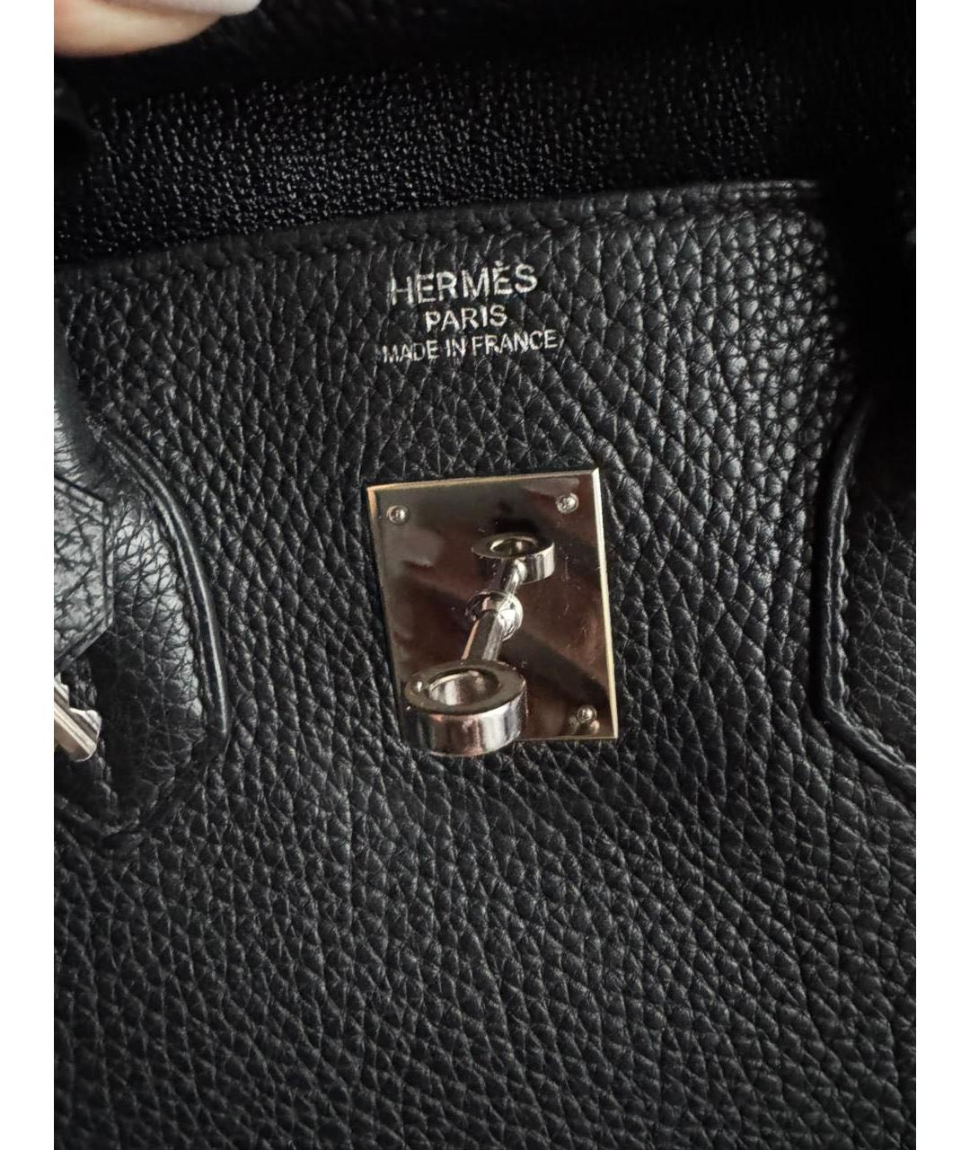 HERMES Черная кожаная сумка с короткими ручками, фото 5