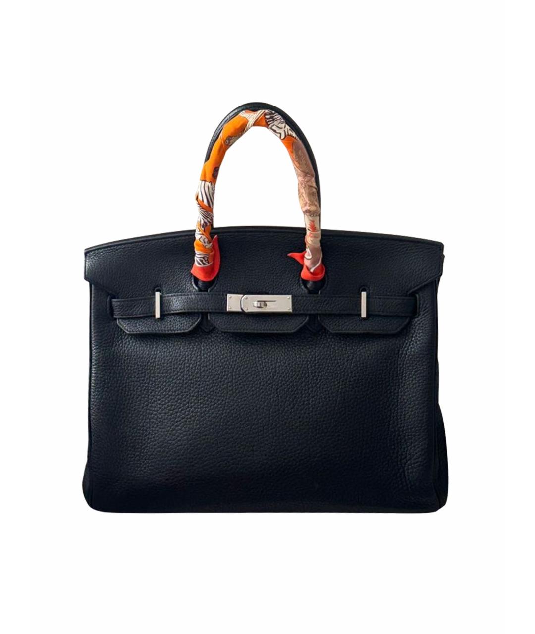 HERMES Черная кожаная сумка с короткими ручками, фото 1