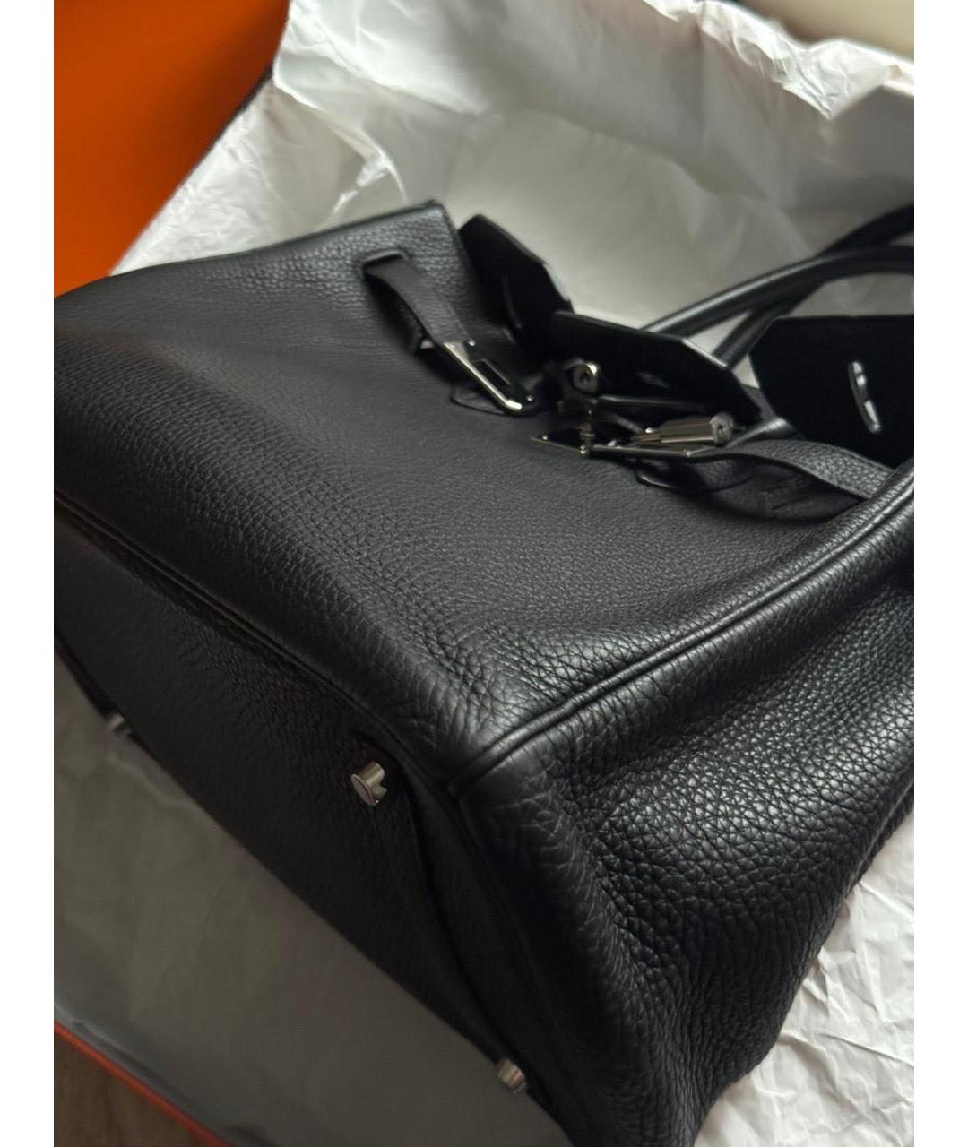 HERMES Черная кожаная сумка с короткими ручками, фото 2