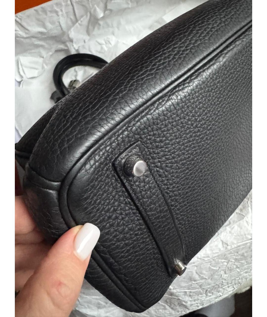 HERMES Черная кожаная сумка с короткими ручками, фото 7