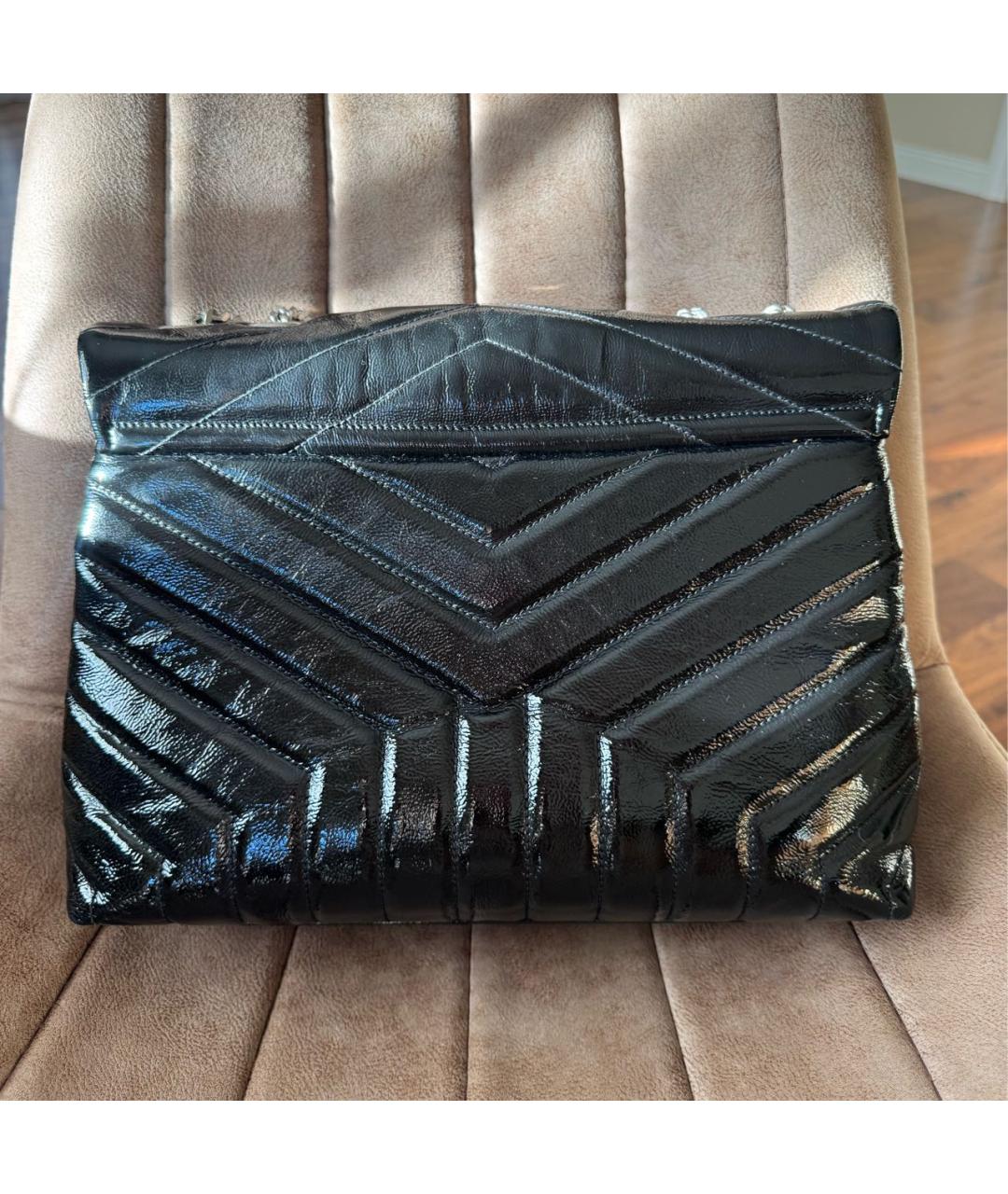 SAINT LAURENT Черная сумка с короткими ручками из лакированной кожи, фото 3