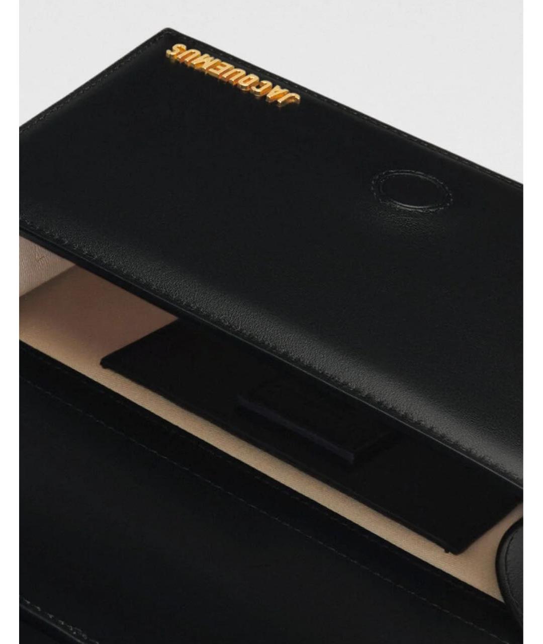 JACQUEMUS Черная кожаная сумка через плечо, фото 4