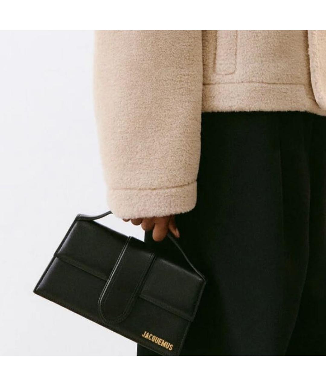 JACQUEMUS Черная кожаная сумка через плечо, фото 5