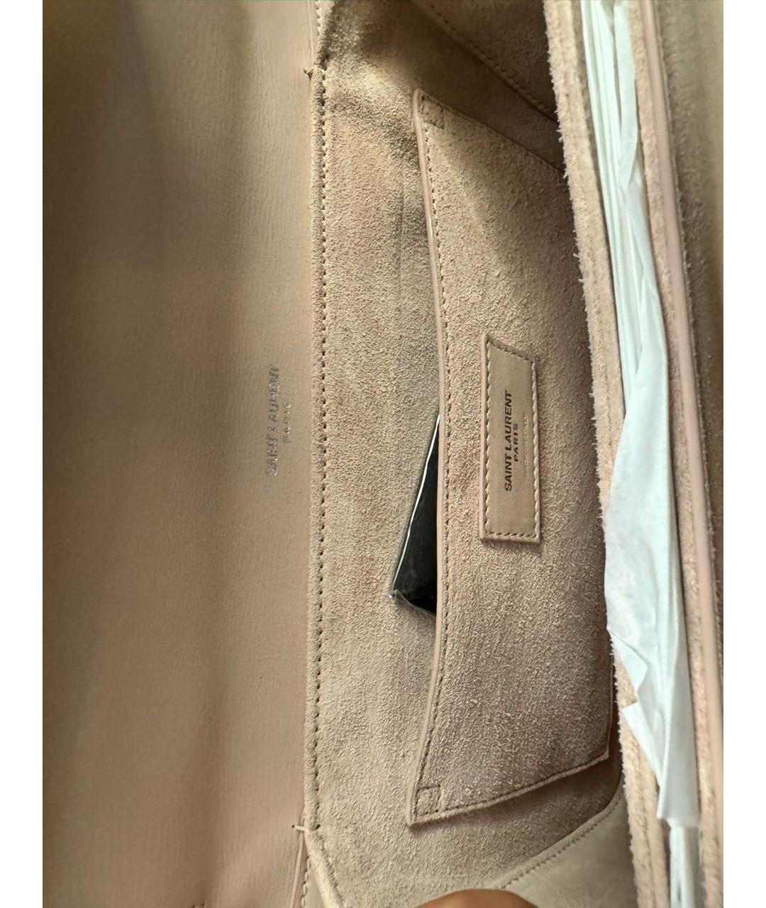 SAINT LAURENT Коралловая кожаная сумка через плечо, фото 4