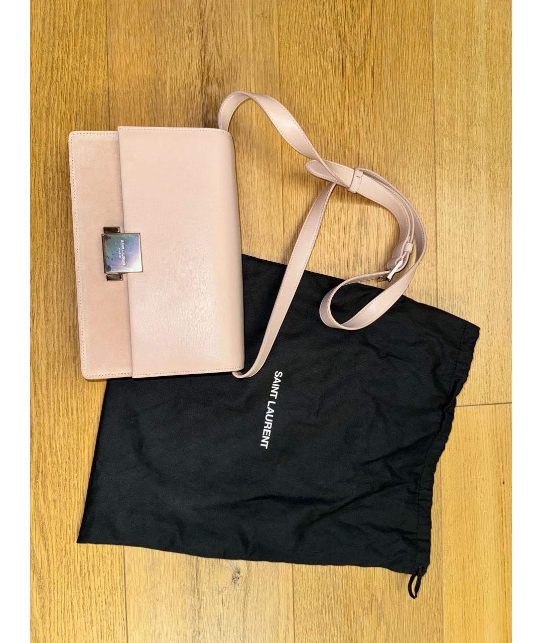 SAINT LAURENT Коралловая кожаная сумка через плечо, фото 6