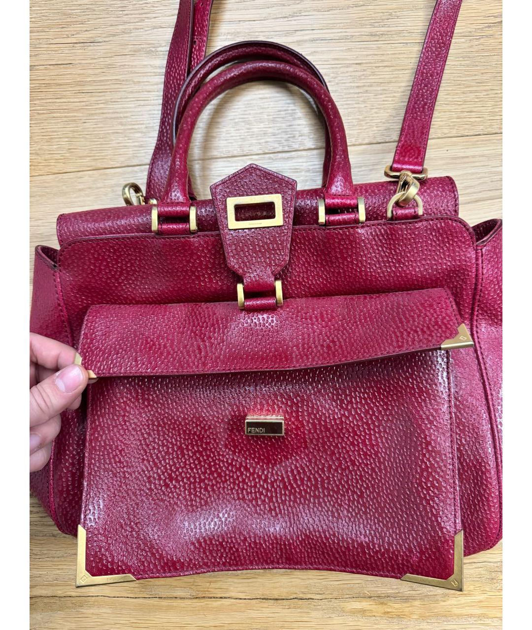 FENDI Красная кожаная сумка через плечо, фото 2