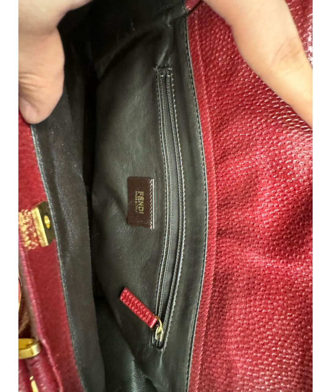 FENDI Красная кожаная сумка через плечо, фото 4