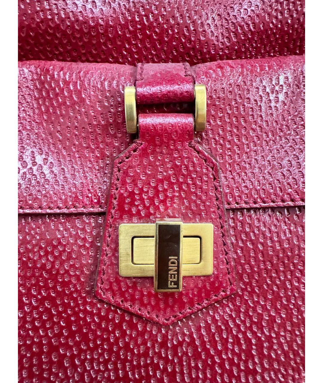 FENDI Красная кожаная сумка через плечо, фото 5