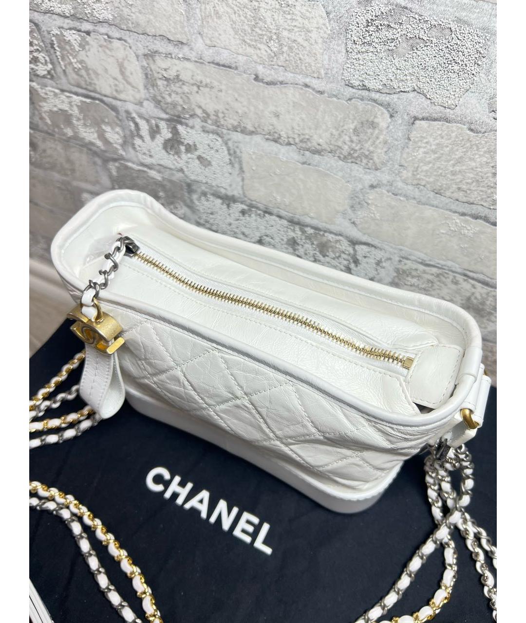 CHANEL Белая кожаная сумка через плечо, фото 4