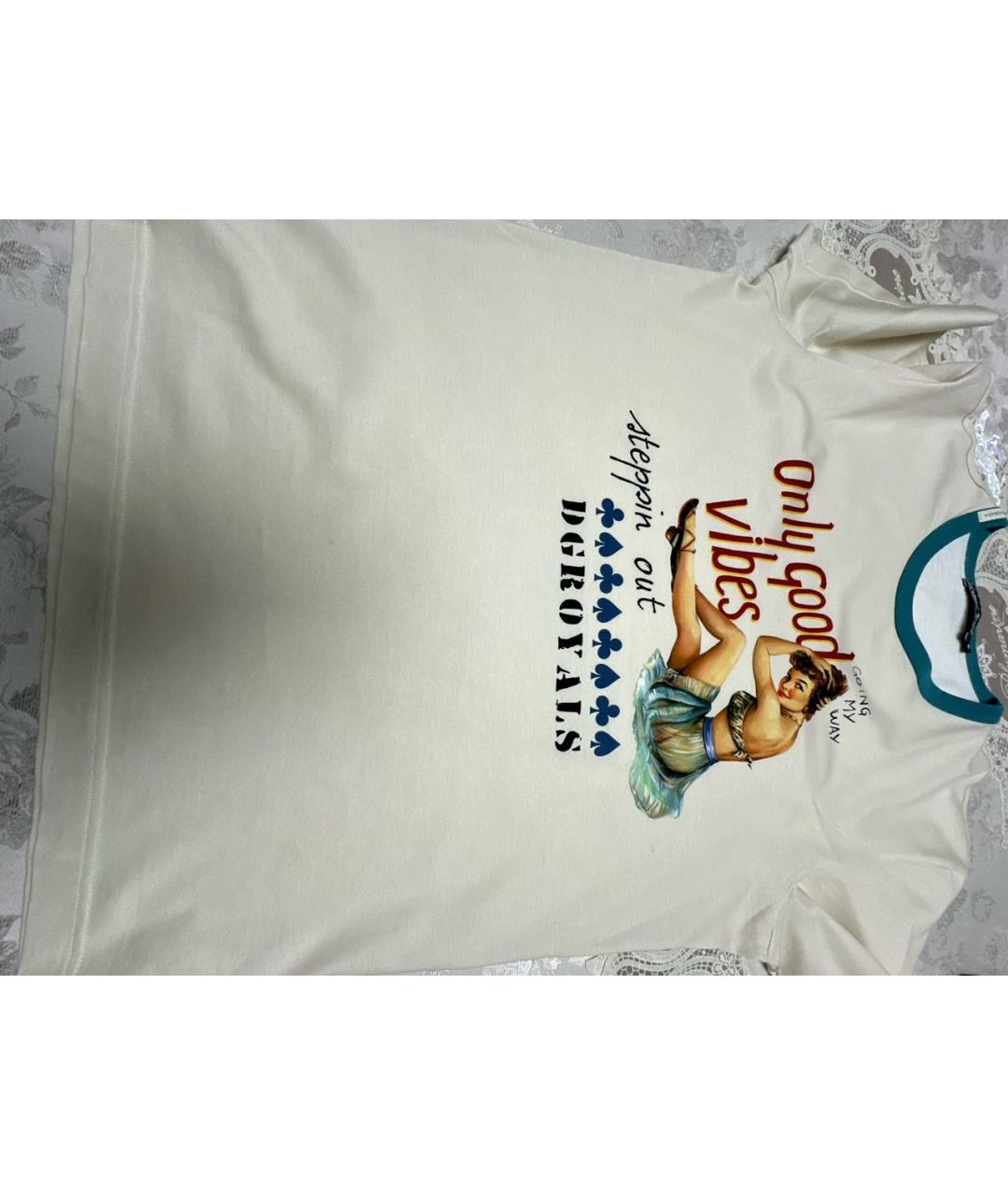 DOLCE&GABBANA Бежевая хлопковая футболка, фото 4