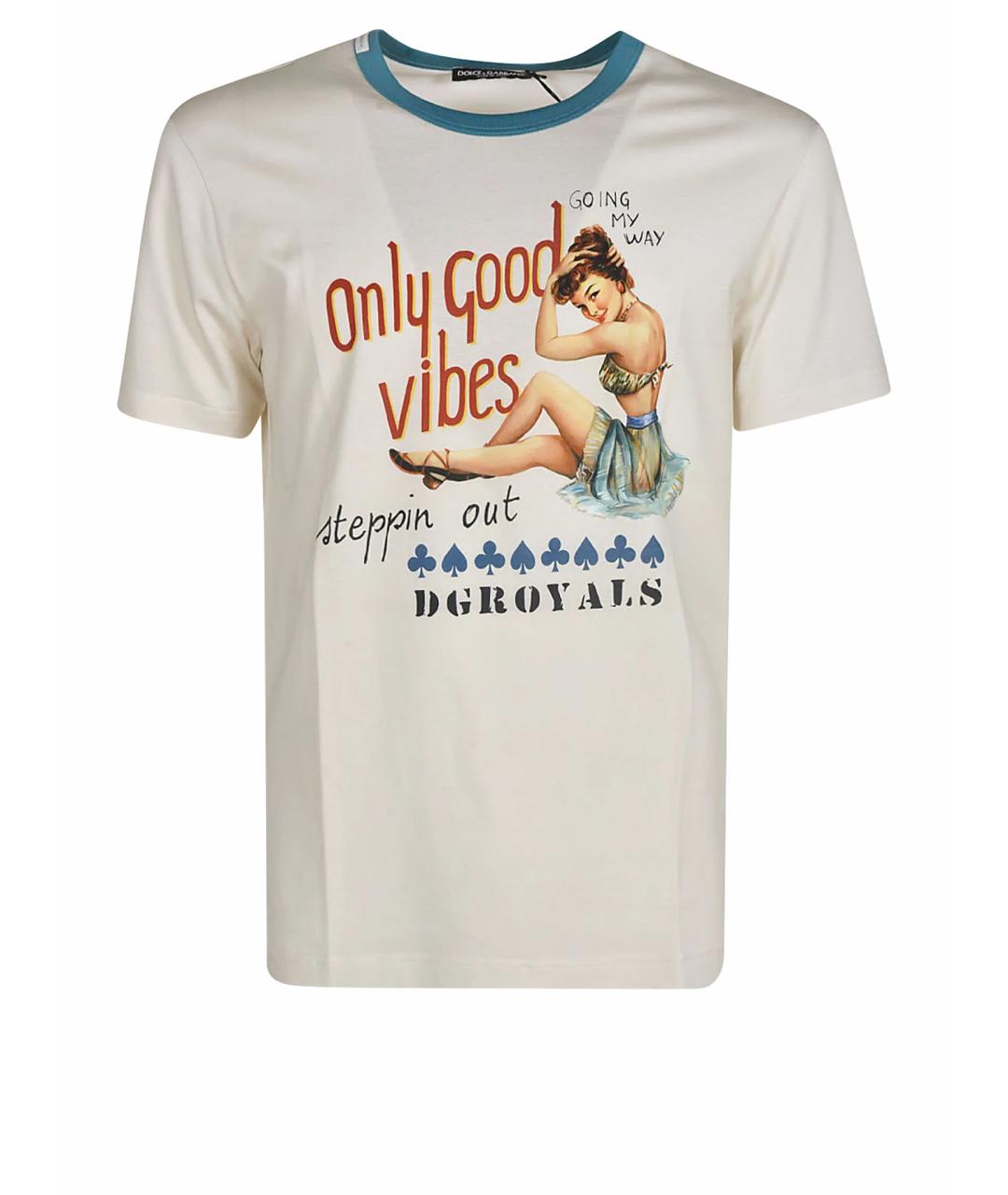 DOLCE&GABBANA Бежевая хлопковая футболка, фото 1