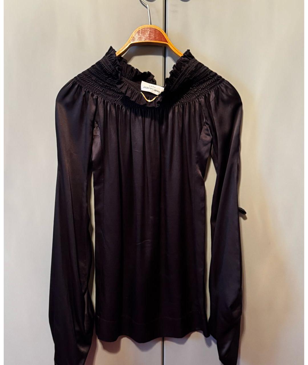 SAINT LAURENT Черная шелковая блузы, фото 3