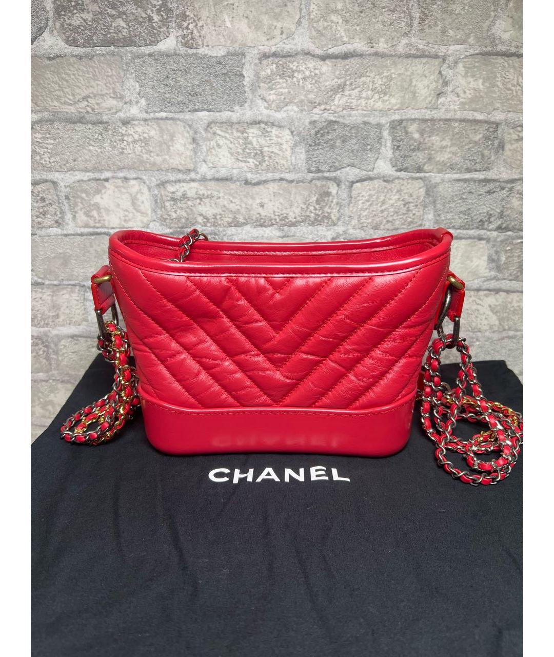 CHANEL Красная кожаная сумка через плечо, фото 3