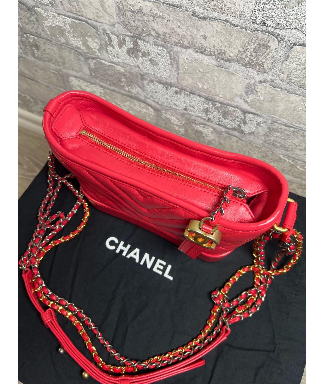 CHANEL Красная кожаная сумка через плечо, фото 4