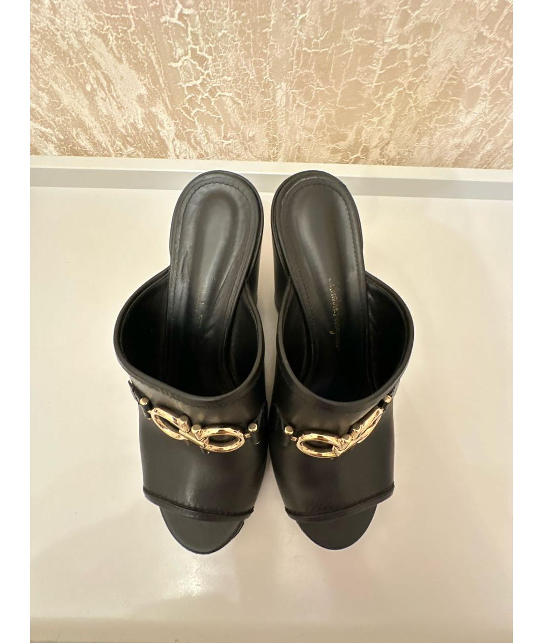 FERRAGAMO Черные кожаные мюли, фото 3