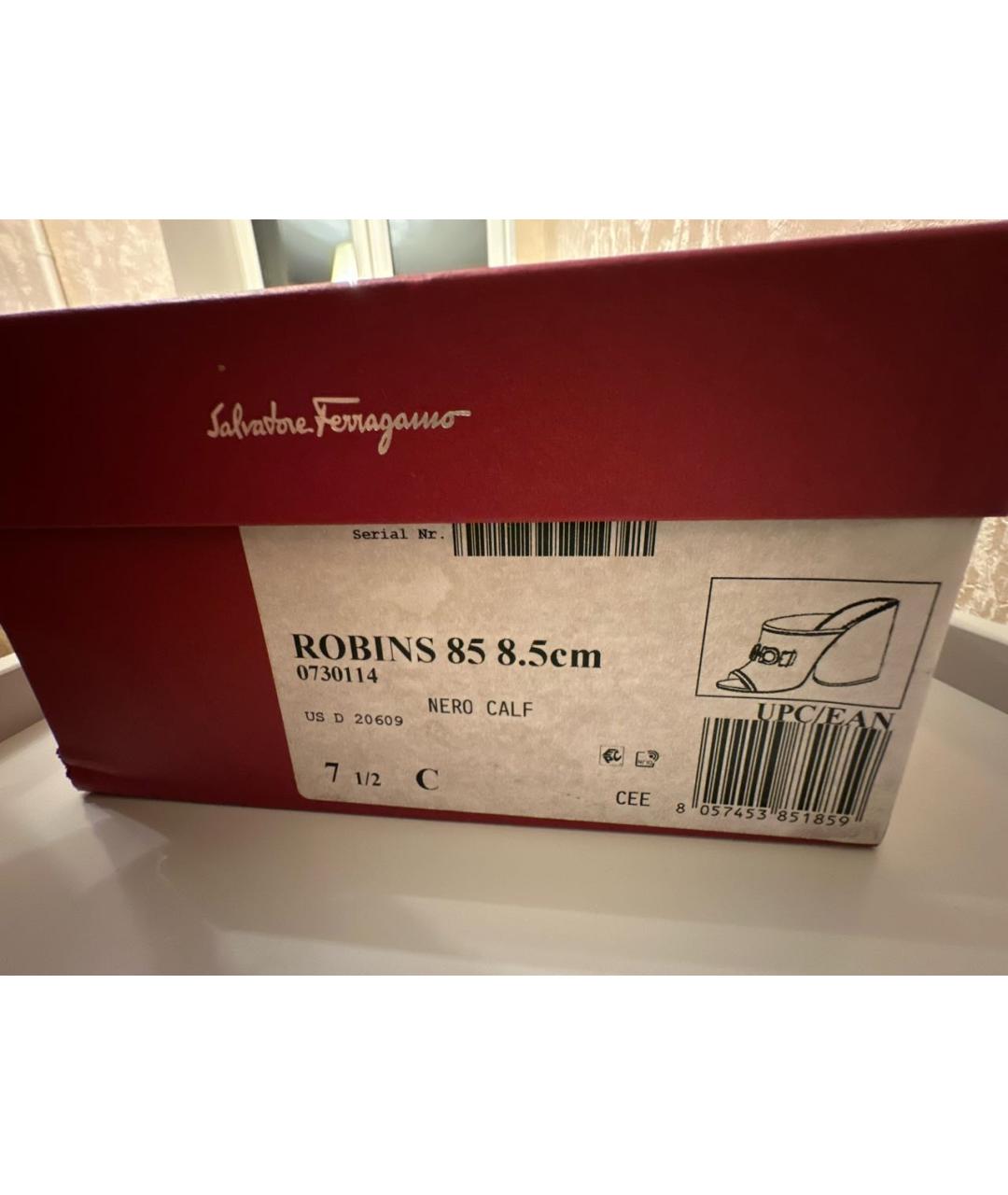 FERRAGAMO Черные кожаные мюли, фото 6