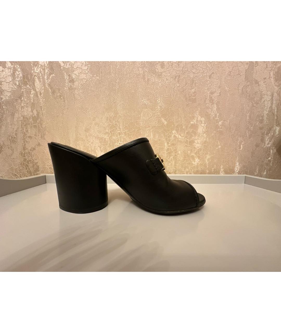 FERRAGAMO Черные кожаные мюли, фото 7