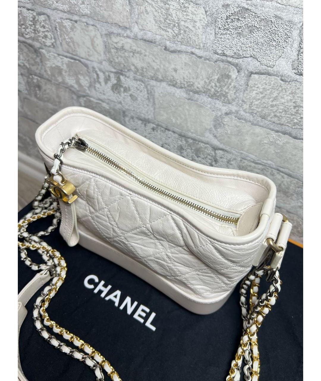 CHANEL Белая кожаная сумка через плечо, фото 4