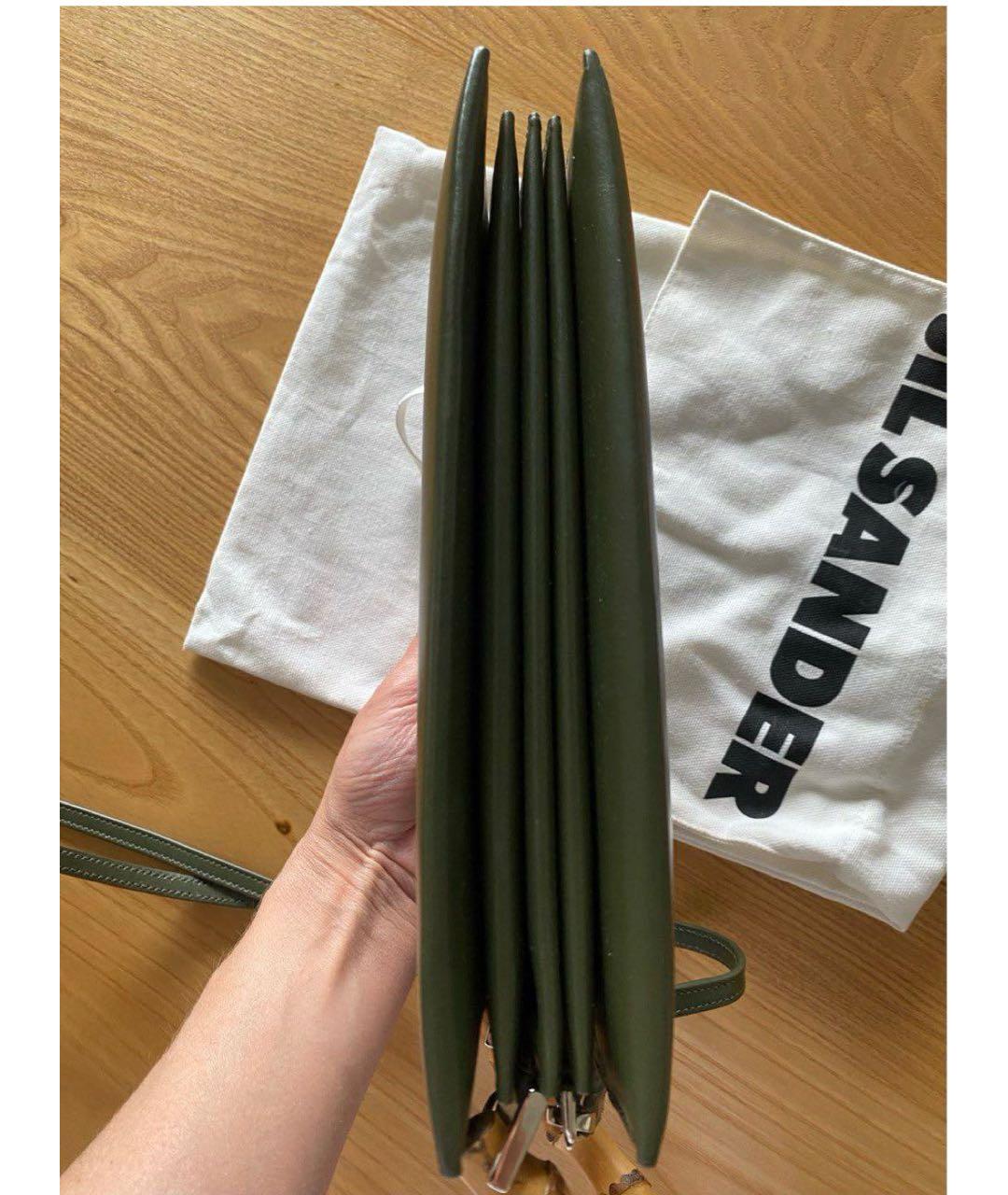 JIL SANDER Зеленая кожаная сумка с короткими ручками, фото 5