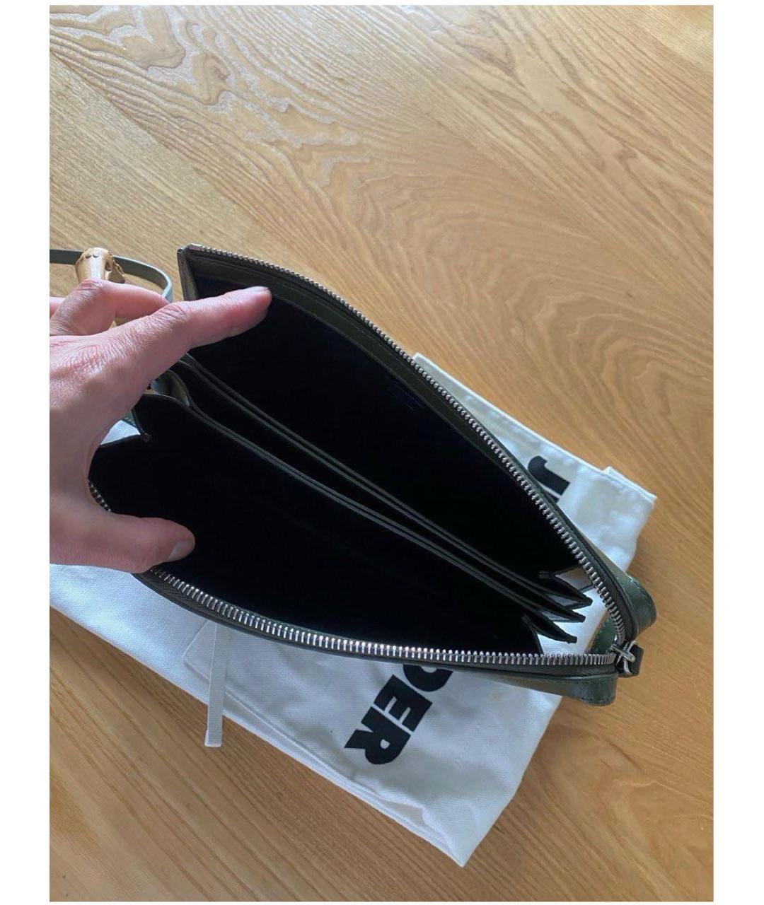 JIL SANDER Зеленая кожаная сумка с короткими ручками, фото 4