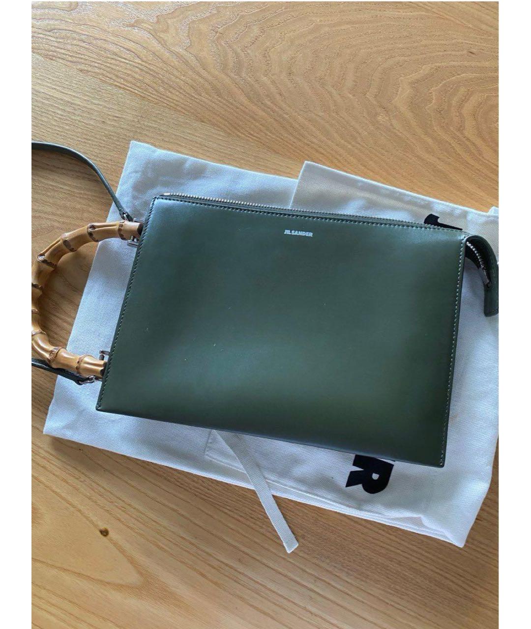 JIL SANDER Зеленая кожаная сумка с короткими ручками, фото 7