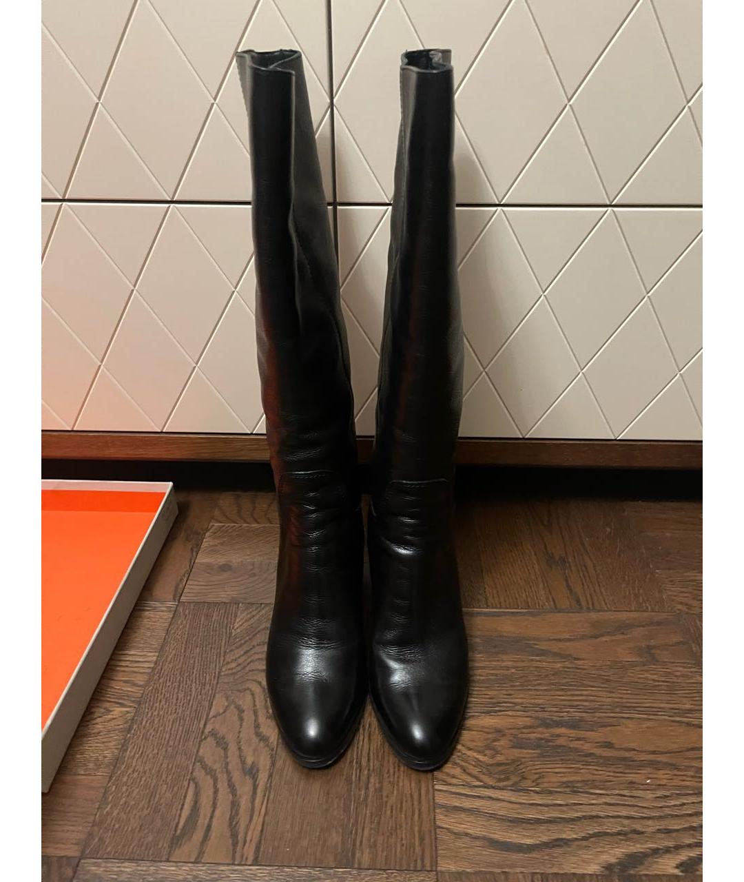 SANTONI Черные кожаные сапоги, фото 2