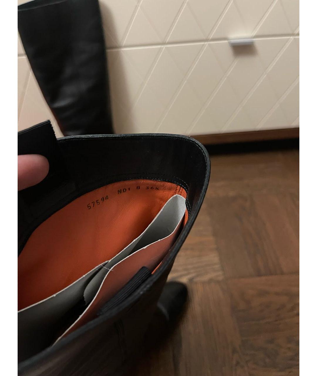 SANTONI Черные кожаные сапоги, фото 5