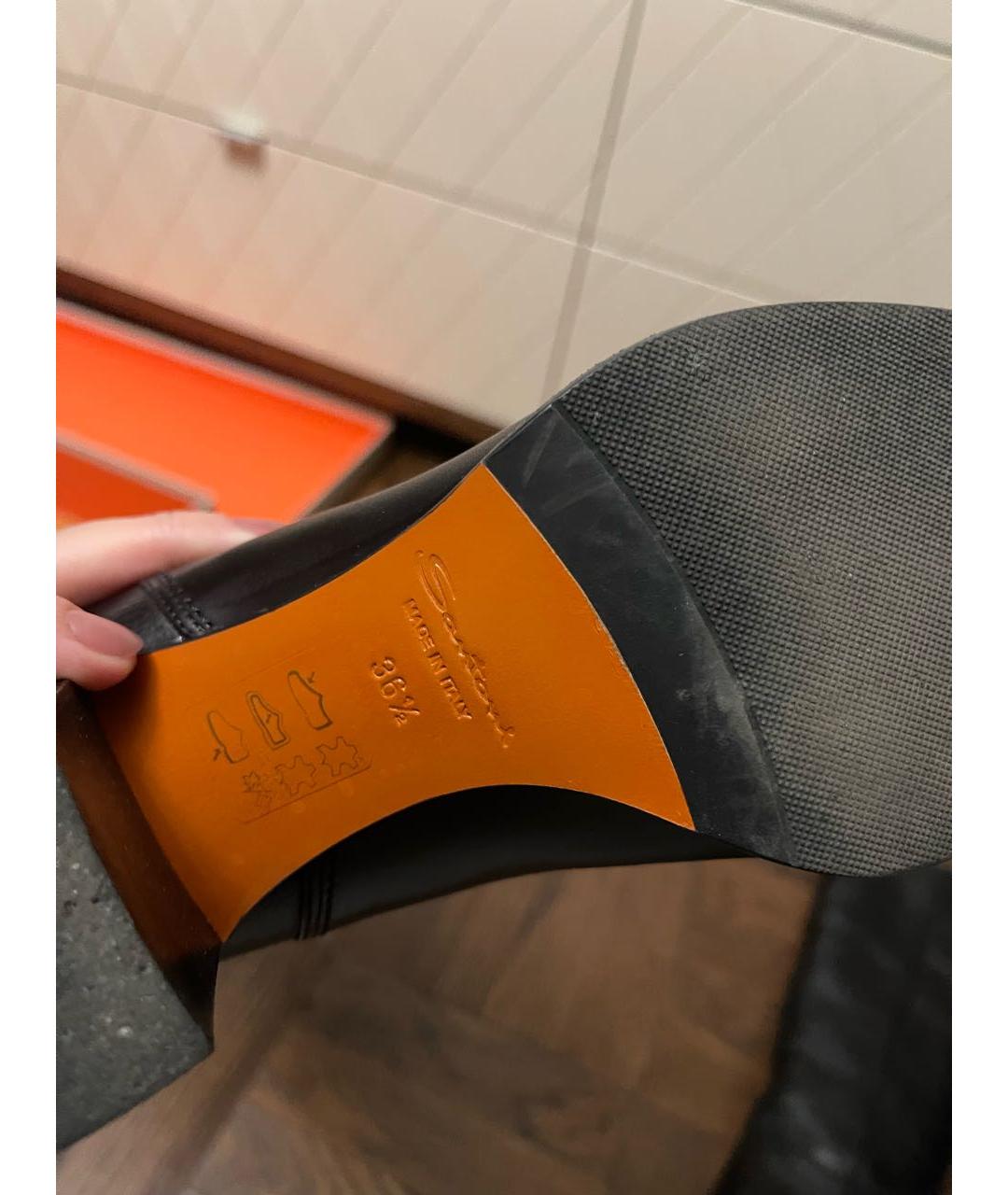 SANTONI Черные кожаные сапоги, фото 4