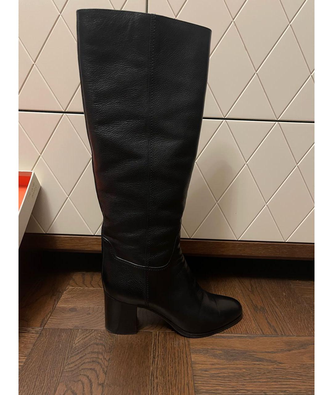 SANTONI Черные кожаные сапоги, фото 9