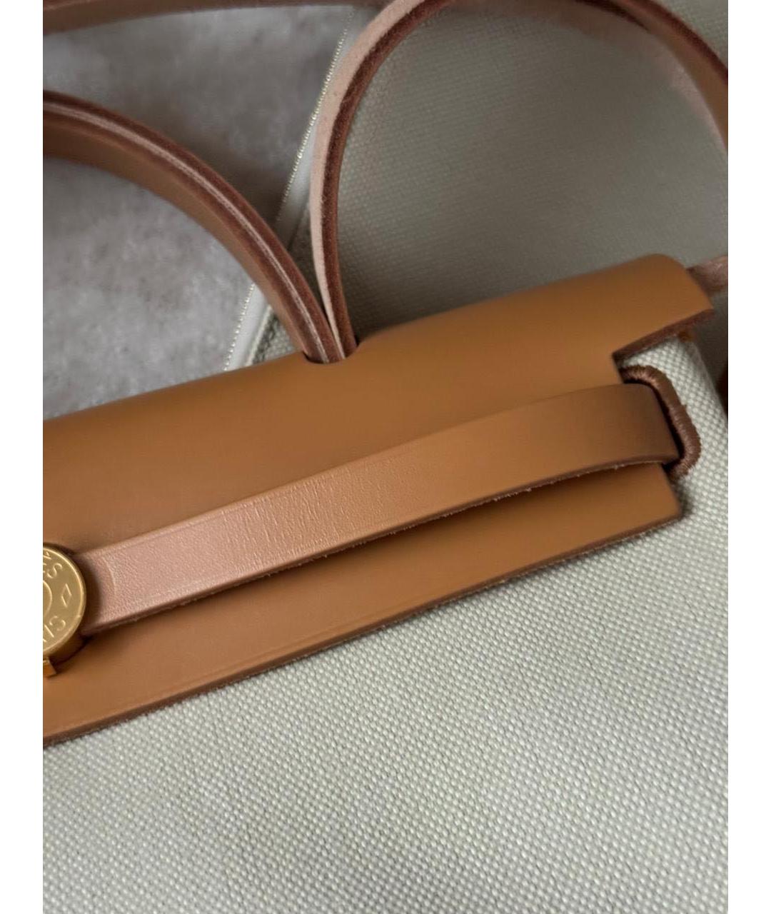 HERMES Бежевая тканевая сумка через плечо, фото 8