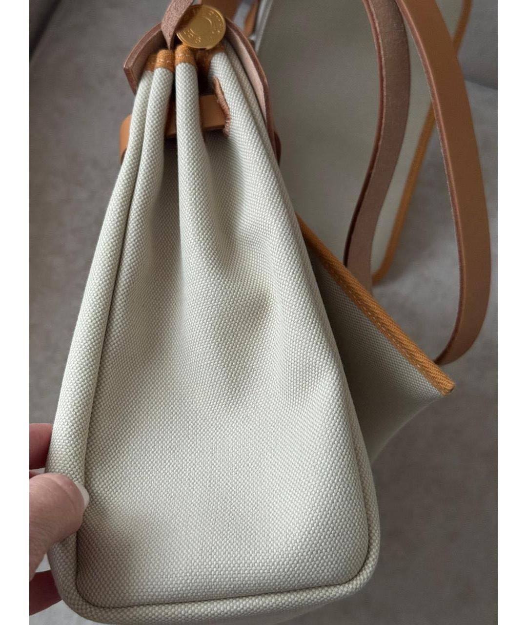 HERMES Бежевая тканевая сумка через плечо, фото 2