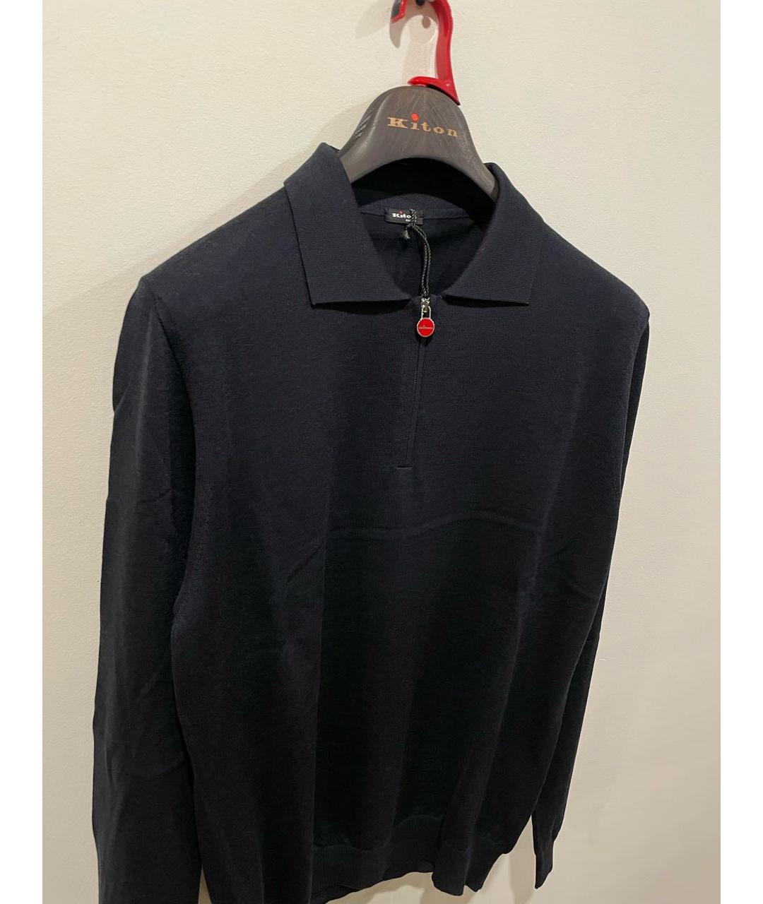 KITON Темно-синий шерстяной джемпер / свитер, фото 3