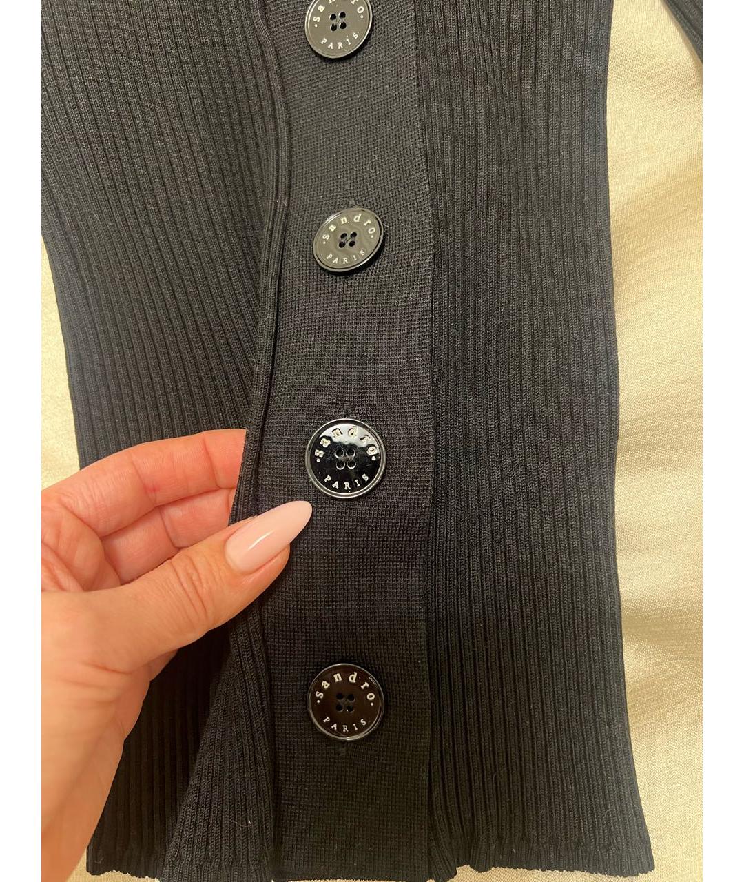 SANDRO Черный вискозный кардиган, фото 4