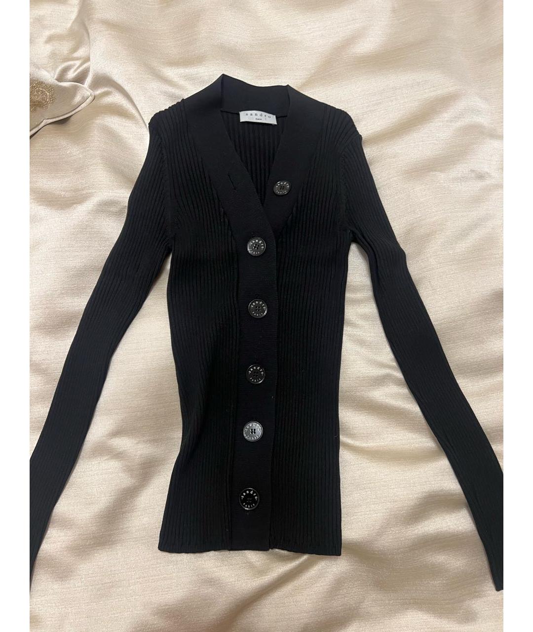 SANDRO Черный вискозный кардиган, фото 5