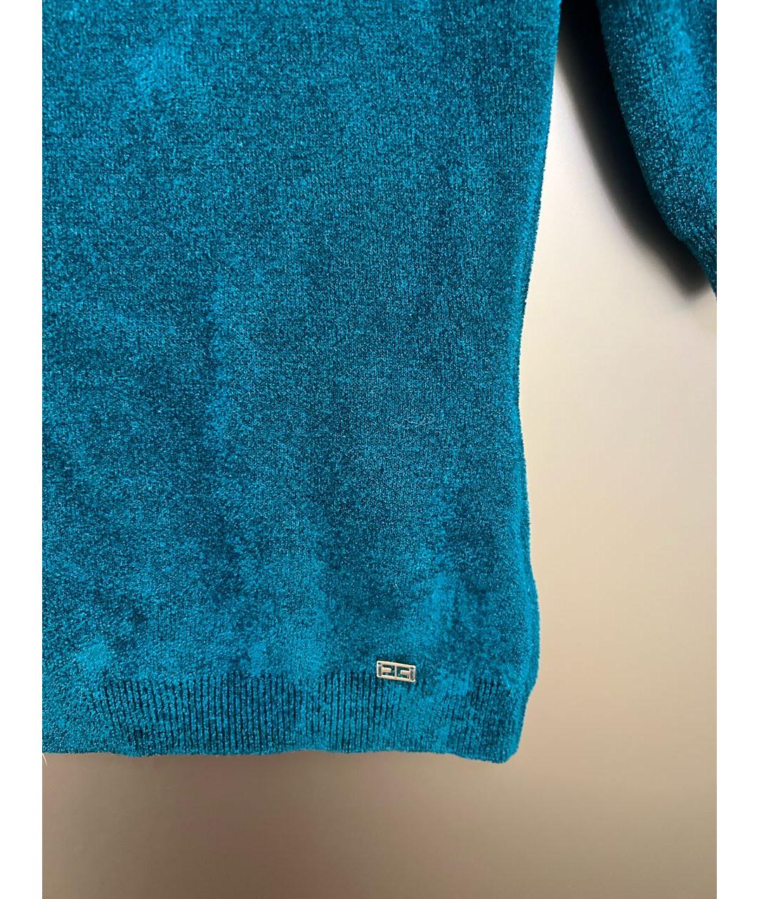 ELISABETTA FRANCHI Бирюзовый полиэстеровый джемпер / свитер, фото 4