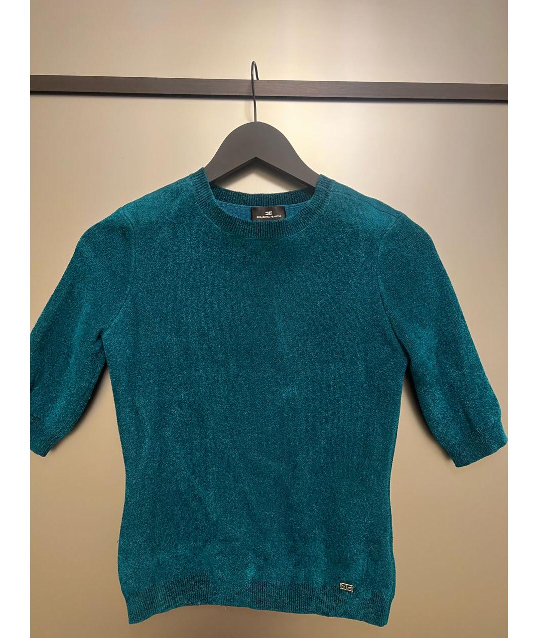 ELISABETTA FRANCHI Бирюзовый полиэстеровый джемпер / свитер, фото 5