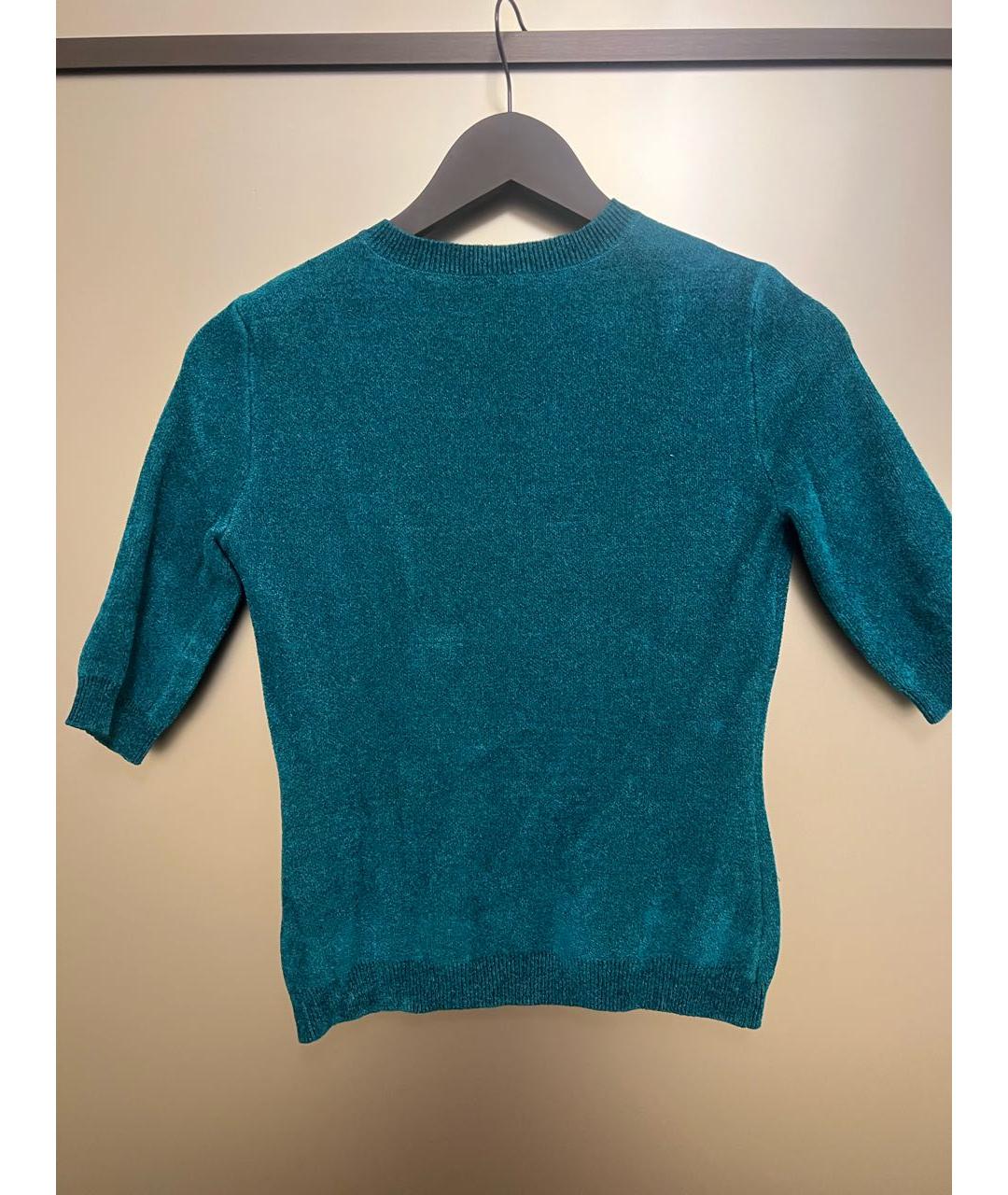 ELISABETTA FRANCHI Бирюзовый полиэстеровый джемпер / свитер, фото 2