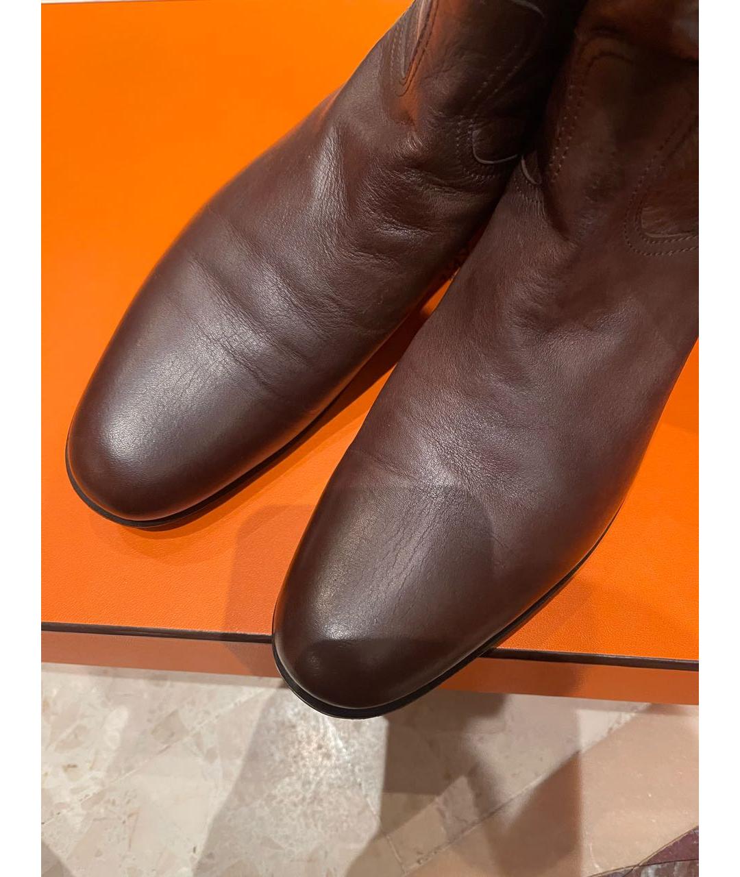 HERMES Коричневые кожаные сапоги, фото 3