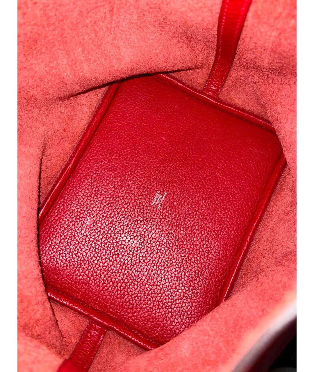 HERMES Красная кожаная сумка с короткими ручками, фото 7